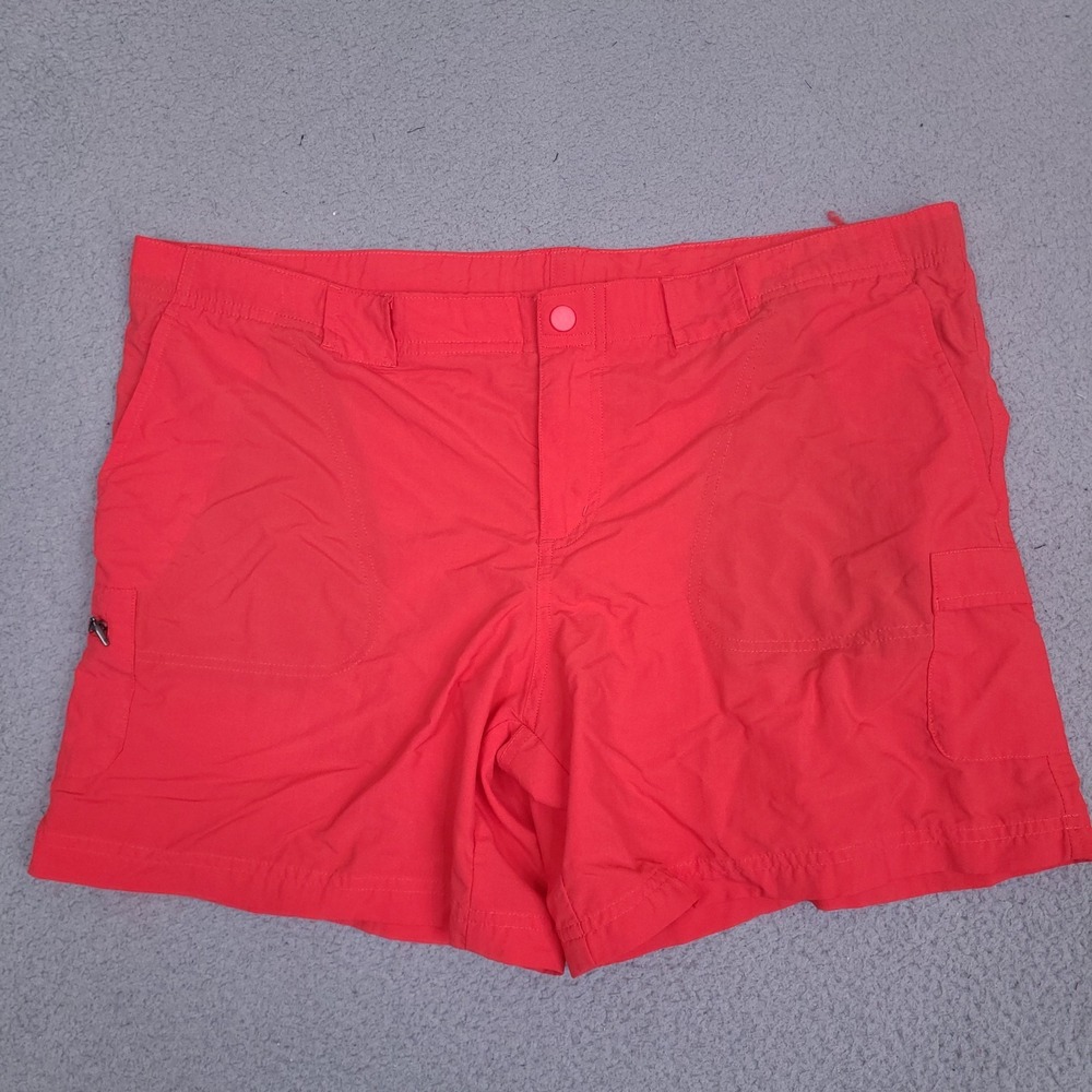 Columbia Shorts Mens Medium Red Cargo Nylon Snap Button Hiking Outdoor Fishing